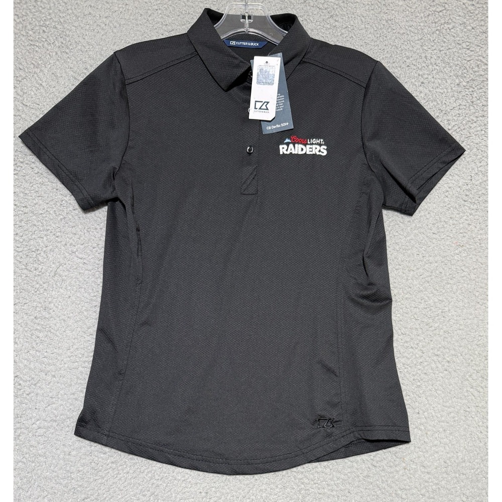 NEW Cutter & Buck Las Vegas Raiders Coors Light Black Polo Womens Small Petite